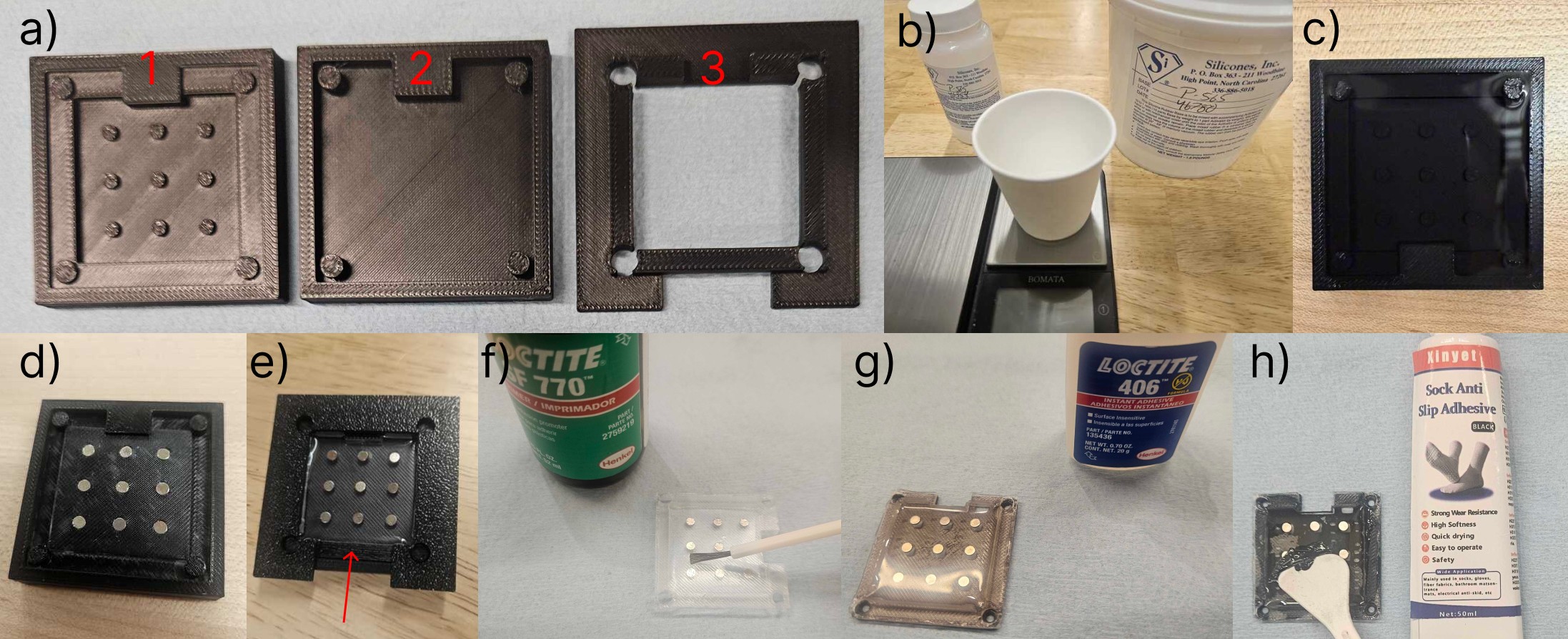 Fabrication steps of the custom tactile sensor